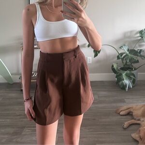 Aritzia The Effortless Long Trouser Shorts Brown Size 4 NWT